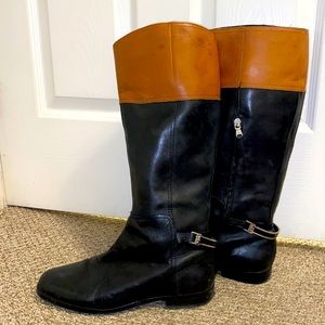 Ralph Lauren Two Tone Riding Boots Black brown